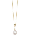 9ct Yellow Gold Pearl & Diamond Pendant