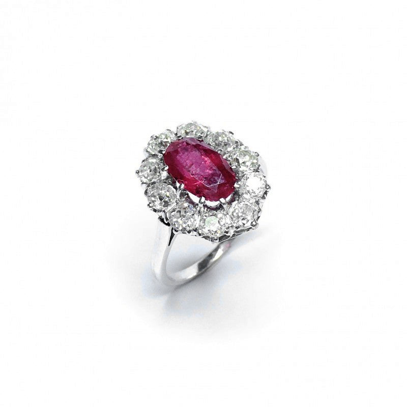 Second Hand 18ct White Gold Ruby & Diamond Ring
