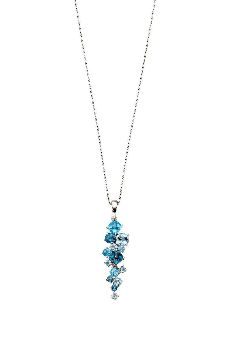 9ct White Gold Blue Topaz Pendant