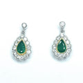 18ct White Gold Emerald & Diamond Earrings