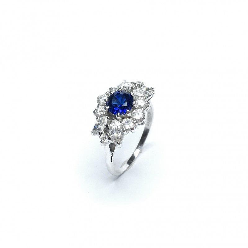 Second Hand Sapphire &amp; Diamond Ring in 18ct White Gold