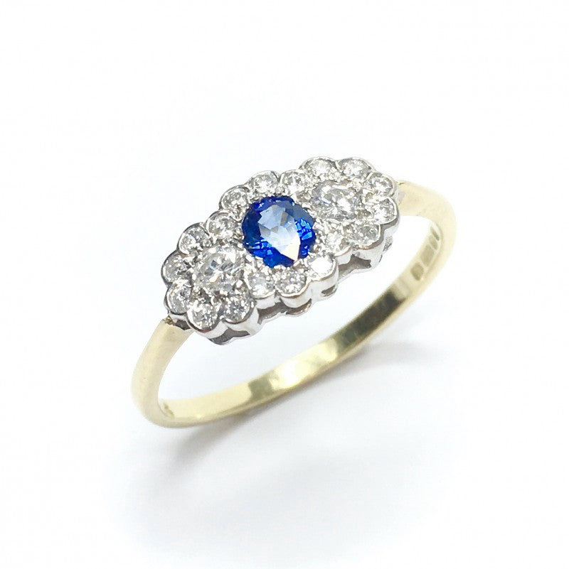 Second Hand Sapphire &amp; Diamond Ring in 18ct Yellow Gold