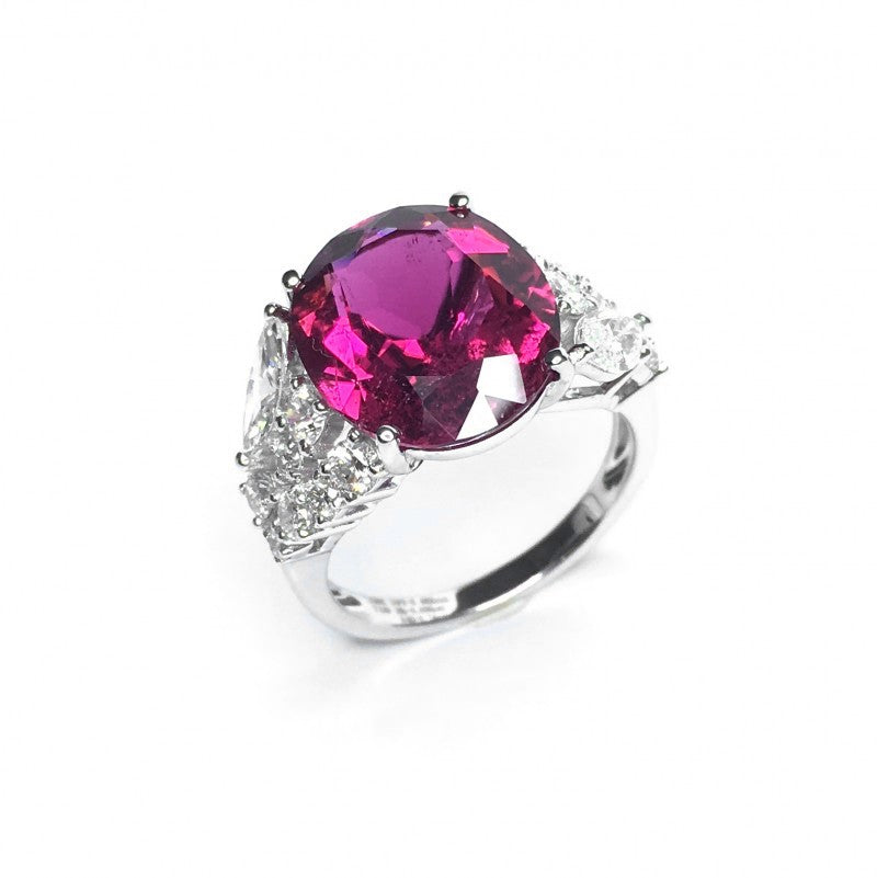 18ct White Gold Pink Tourmaline & Diamond Ring