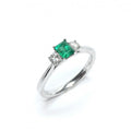 Second Hand Emerald &amp; Diamond Ring in 18ct White Gold