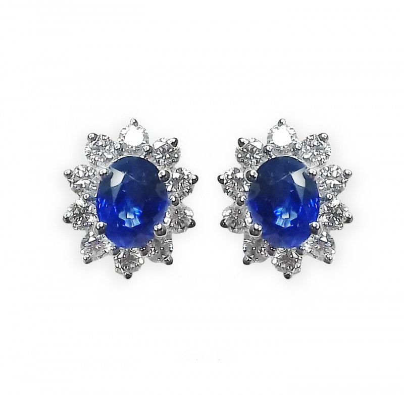 18ct White Gold Sapphire & Diamond Earrings