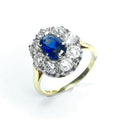 Second Hand Burmese Sapphire &amp; Diamond Ring in 18ct Yellow Gold