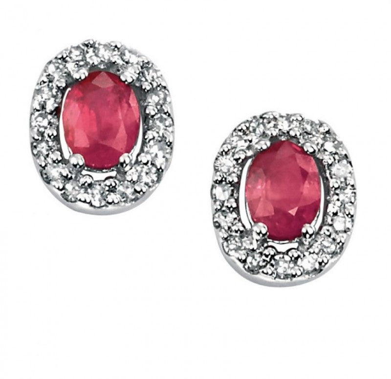 9ct White Gold Ruby Earrings