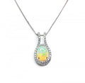 Opal &amp; Diamonds Pendant in 18ct White Gold