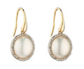 9ct Yellow Gold Mabe Pearl & Diamond Earrings