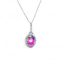 Pink Tourmaline & Diamonds Pendant in 18ct White Gold