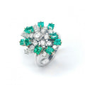 Second Hand Emerald &amp; Diamond Ring in 18ct White Gold