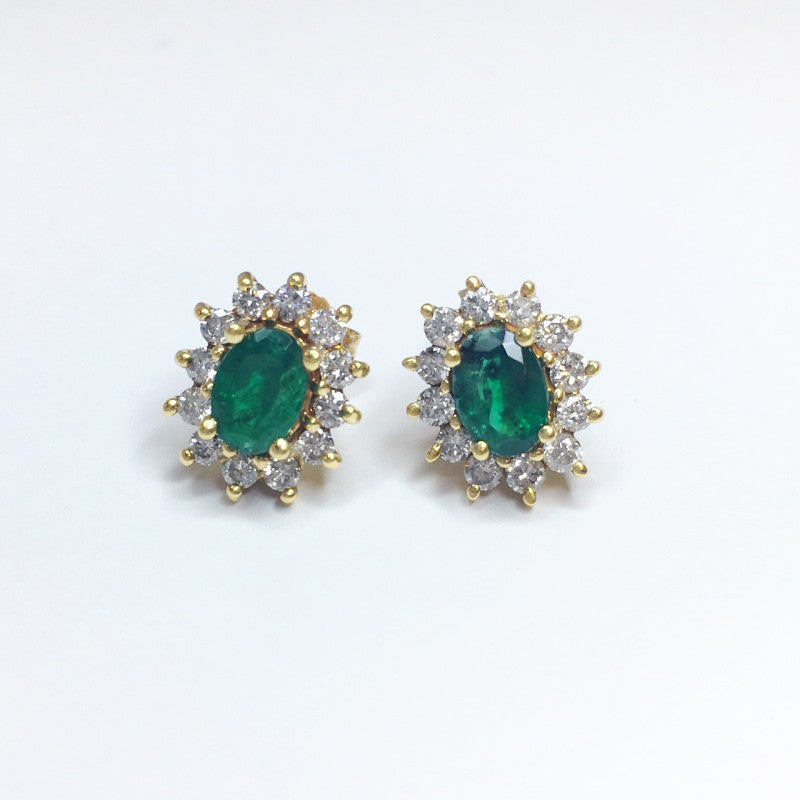 Second Hand Emerald &amp; Diamond Earrings