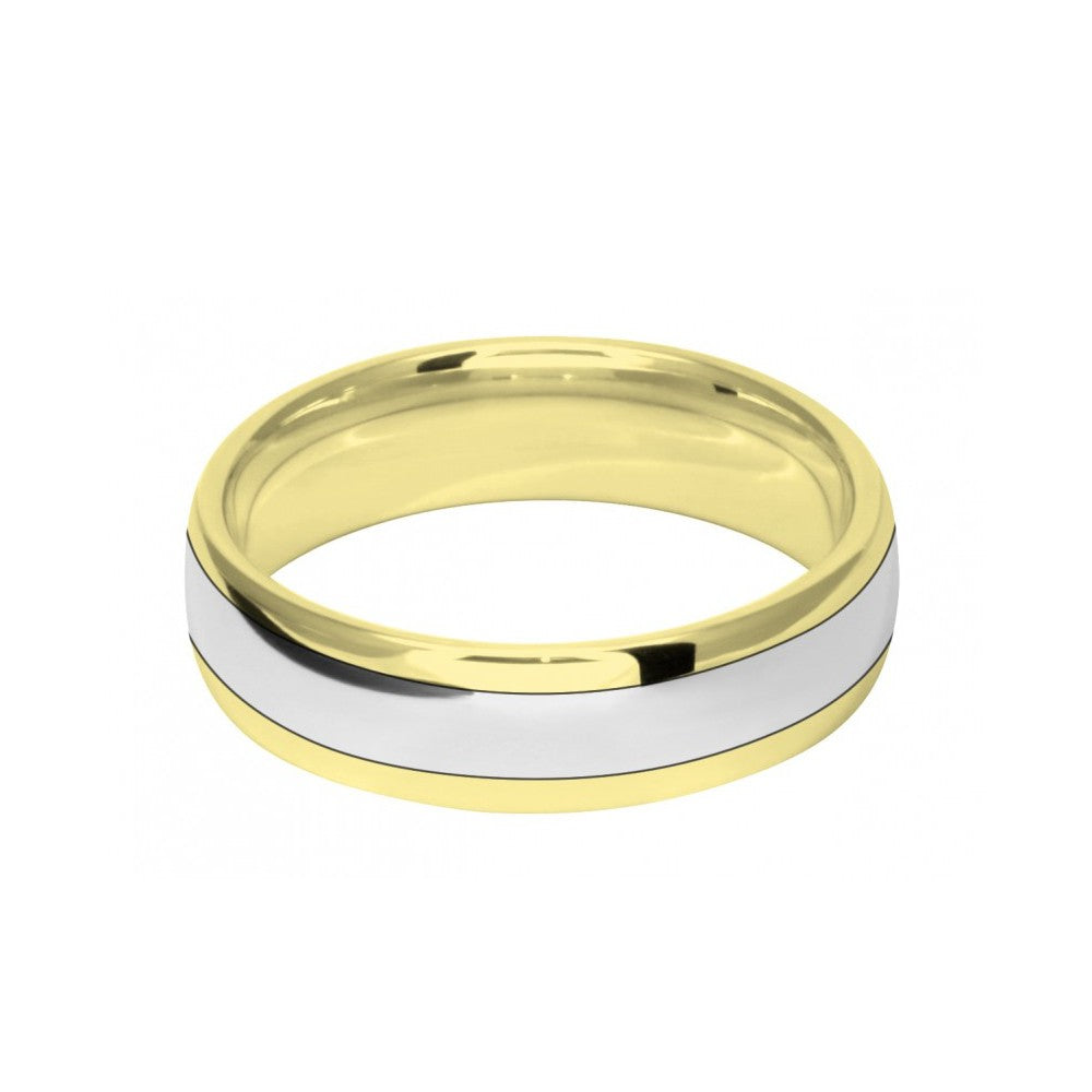 6mm 9ct Two Colour Gold Court Shape Wedding Ring Band