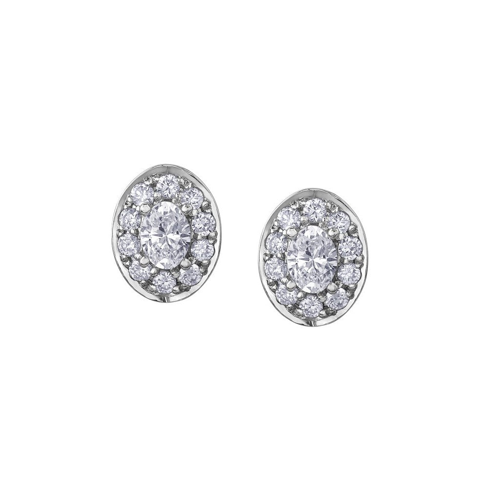 9ct Yellow Gold Oval Diamond Earrings